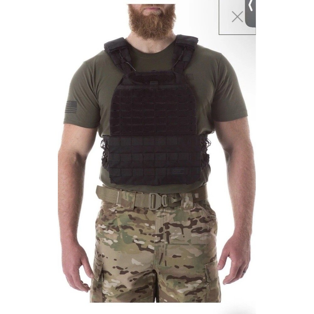 5.11 Tactical TacTec Plate Carrier Vest Black MOLLE Adjustable One Size Nylon